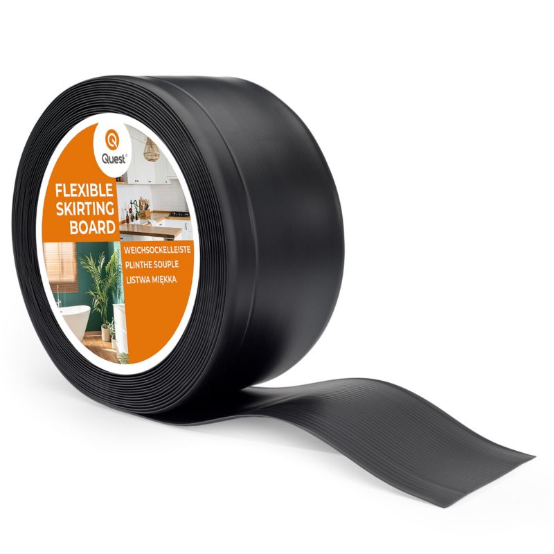 Listwa przypodłogowa PCV 100x25mm QUEST, elastyczna, miękka listwa cokołowa - 10 m, czarny, 1 szt.