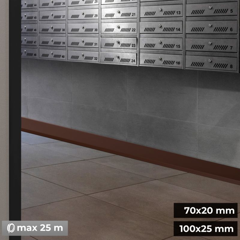 Listwa przypodłogowa PCV 100x25mm, QUEST, elastyczna, miękka listwa podłogowa, cokołowa, brąz, 1m