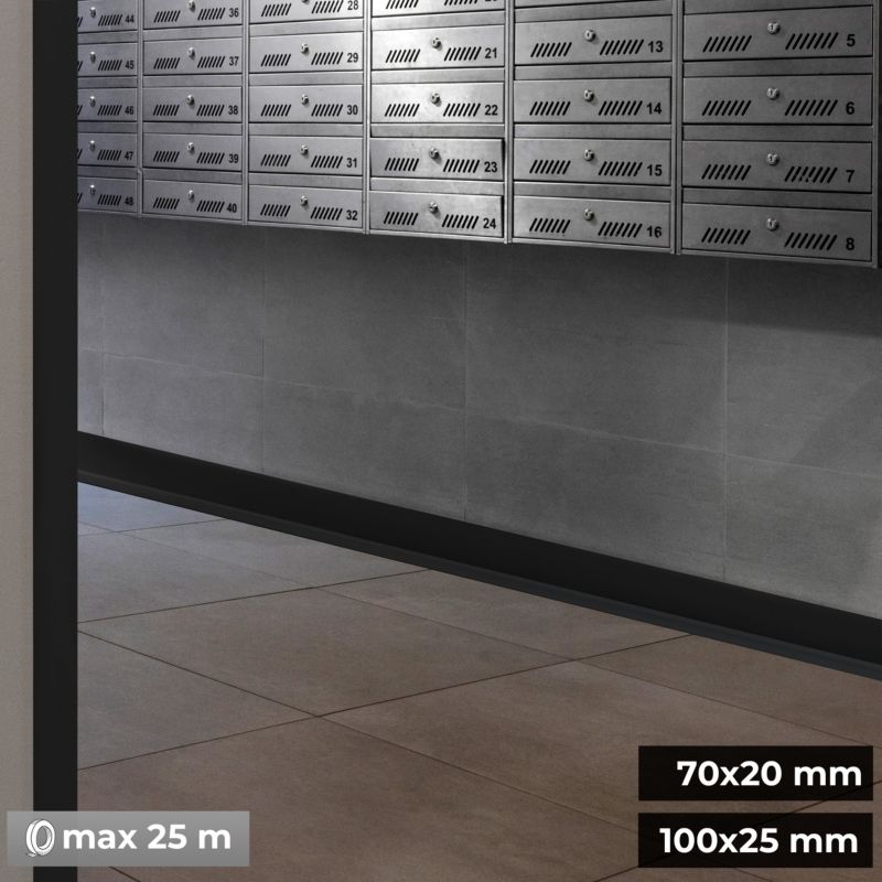Listwa przypodłogowa PCV 100x25mm, QUEST, samoprzylepna elastyczna, miękka listwa podłogowa, cokołowa, czarny, 10m