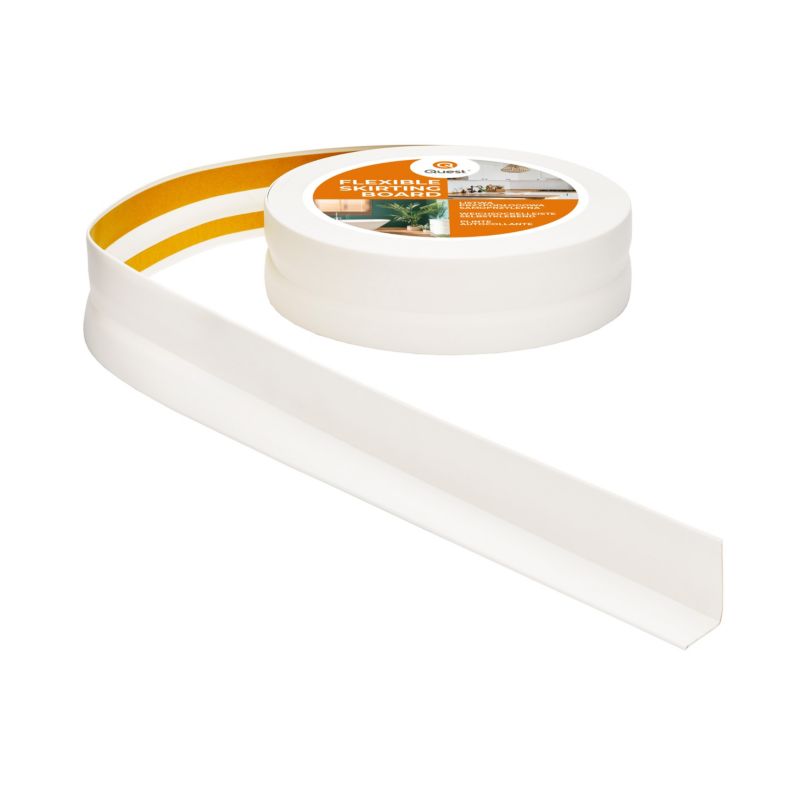 Listwa przypodłogowa PCV 32x23 mm QUEST, samoprzylepna elastyczna, miękka listwa podłogowa - 20 m, biały, 1szt.