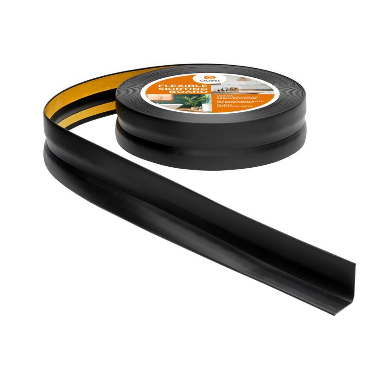 Listwa przypodłogowa PCV 32x23 mm QUEST, samoprzylepna elastyczna, miękka listwa podłogowa - 25 m, czarny, 1szt.