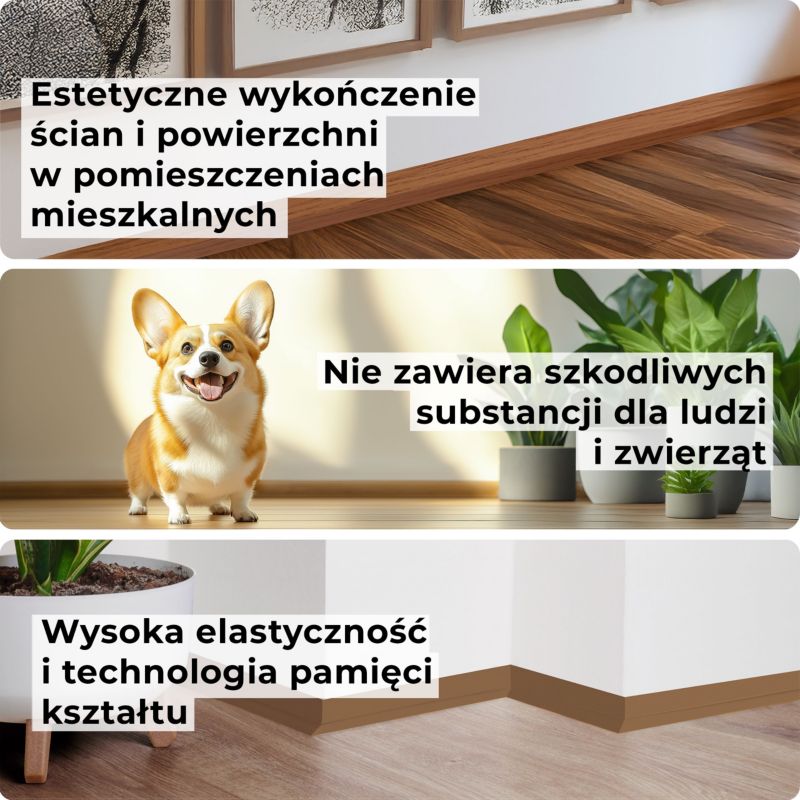 Listwa przypodłogowa PCV 32x23 mm QUEST, samoprzylepna elastyczna, miękka listwa podłogowa - 5 m, czarny, 1szt.