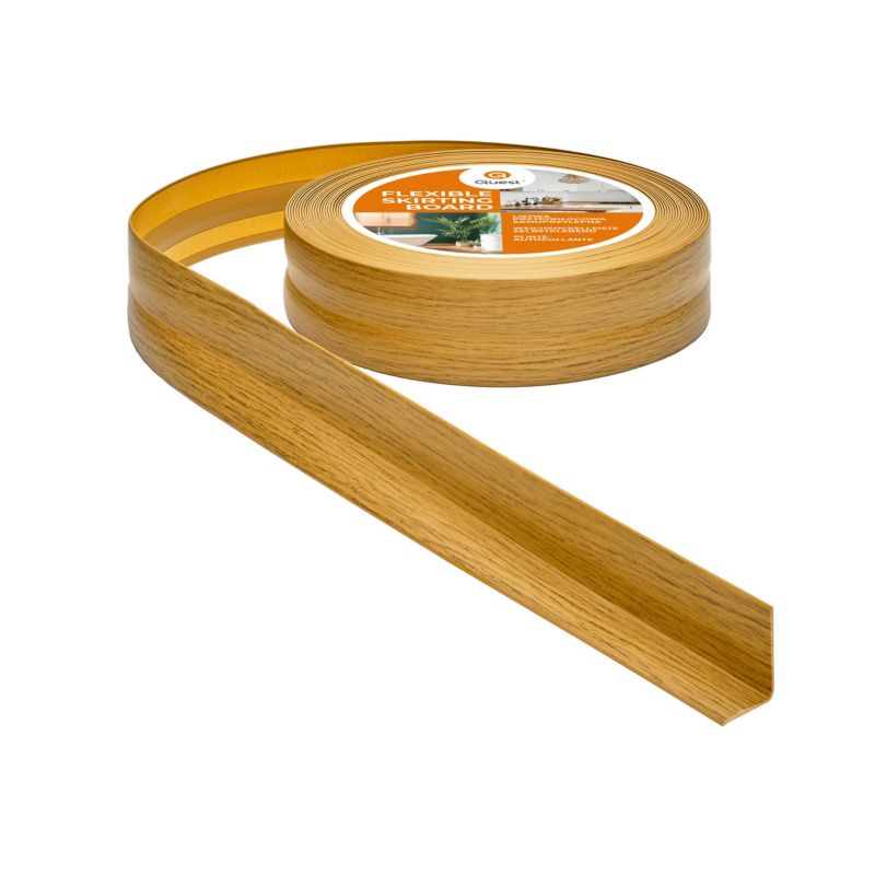 Listwa przypodłogowa PCV 32x23 mm QUEST, samoprzylepna elastyczna, miękka listwa podłogowa - 5 m, dąb, 1szt.