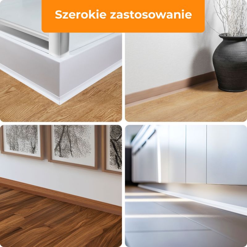 Listwa przypodłogowa PCV 50x20 mm QUEST, samoprzylepna elastyczna, miękka listwa podłogowa, cokołowa - 25m, czarny, 1 szt.
