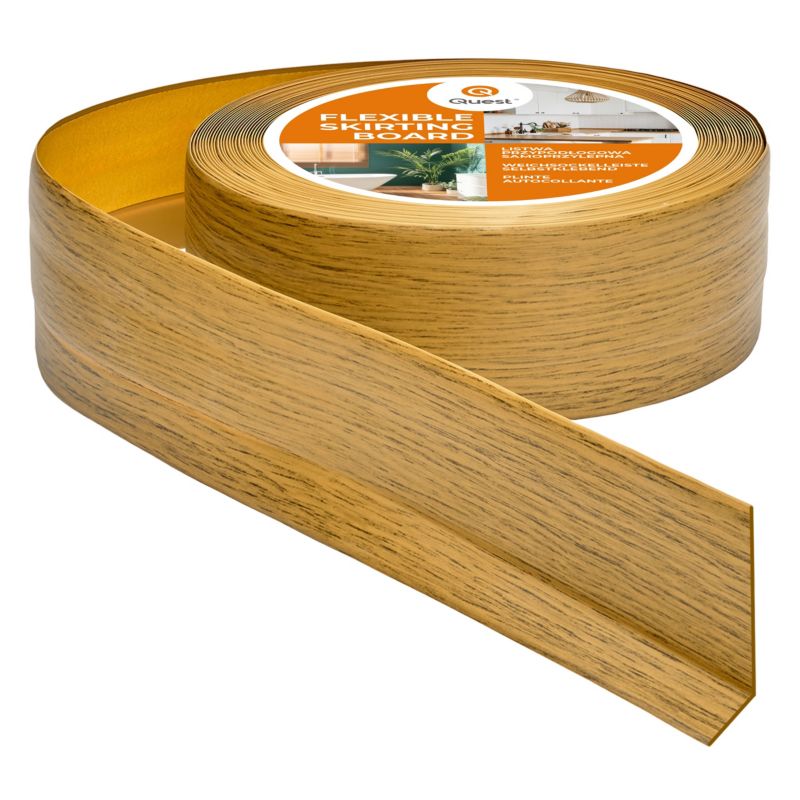 Listwa przypodłogowa PCV 50x20 mm QUEST, samoprzylepna elastyczna, miękka listwa podłogowa, cokołowa - 5m, dąb, 1 szt.