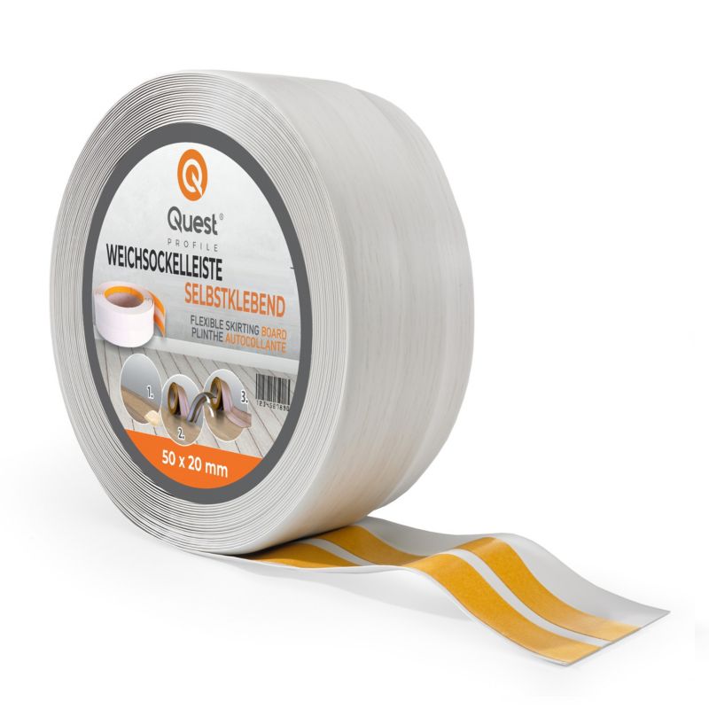 Listwa przypodłogowa PCV 50x20mm, QUEST, samoprzylepna elastyczna, miękka listwa podłogowa, cokołowa, brzoza, 25m