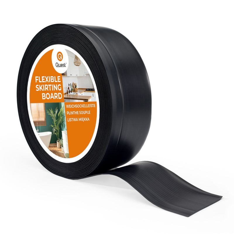 Listwa przypodłogowa PCV 70x20 mm QUEST, elastyczna, miękka listwa cokołowa - 10m, czarny, 1 szt.