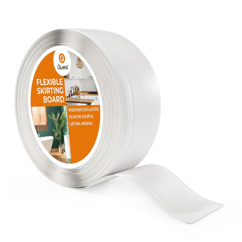 Listwa przypodłogowa PCV 70x20 mm QUEST, elastyczna, miękka listwa cokołowa - 1m, biały, 1 szt.