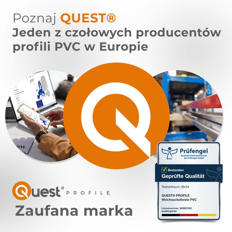 Listwa przypodłogowa PCV 70x20 mm QUEST, elastyczna, miękka listwa cokołowa - 25m, czarny, 1 szt.