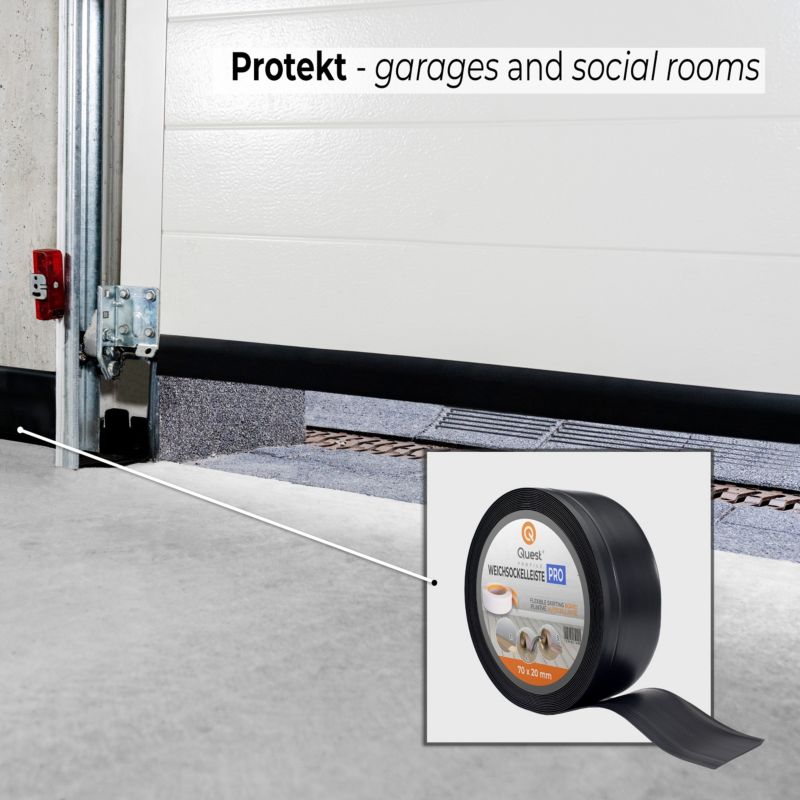 Listwa przypodłogowa PCV 70x20 mm QUEST, elastyczna, miękka listwa cokołowa - 25m, czarny, 1 szt.
