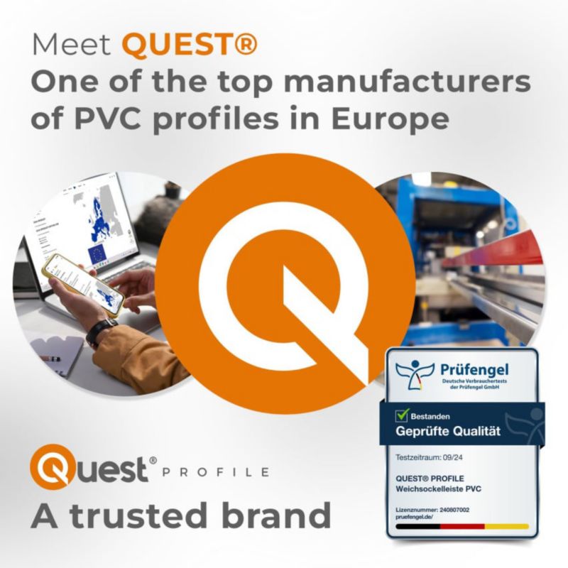 Listwa przypodłogowa PCV 70x20 mm QUEST, samoprzylepna elastyczna, miękka listwa cokołowa - 5 m, czarny, 1 szt.