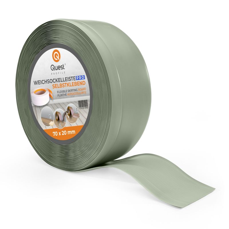 Listwa przypodłogowa PCV 70x20mm, QUEST, elastyczna, miękka listwa podłogowa, cokołowa, jasnozielony, 1m