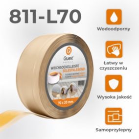 Listwa przypodłogowa PCV 70x20mm, QUEST, samoprzylepna elastyczna, miękka listwa podłogowa, cokołowa, piaskowy, 10m