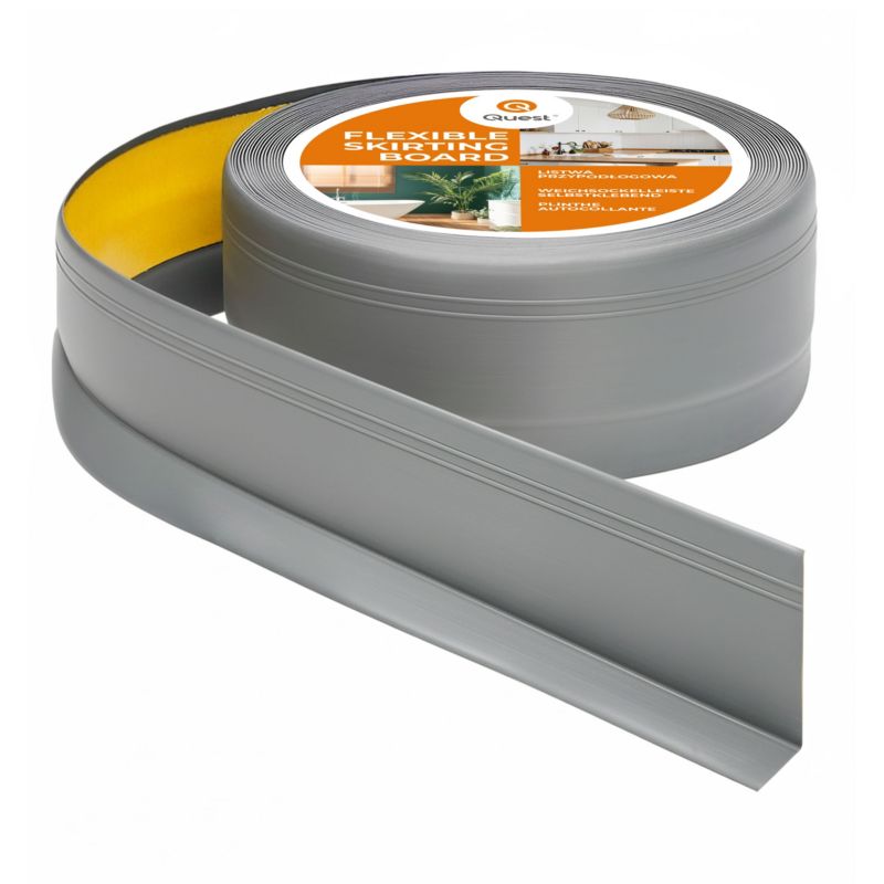 Listwa przypodłogowa samoprzylepna PCV 50x 20 mm QUEST, elastyczna listwa DEKOR cokołowa - 10 m, szary