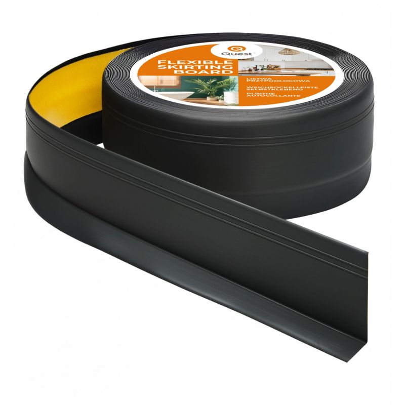 Listwa przypodłogowa samoprzylepna PCV 50x 20 mm QUEST, elastyczna listwa DEKOR cokołowa - 25 m, czarny