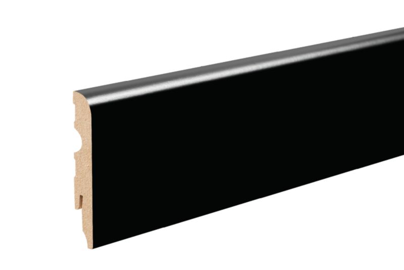 Listwa przypodłogowa zaokrąglona Cezar Czarny RAL9005 lakier półmat 2200x80x13mm MDF 1 szt.