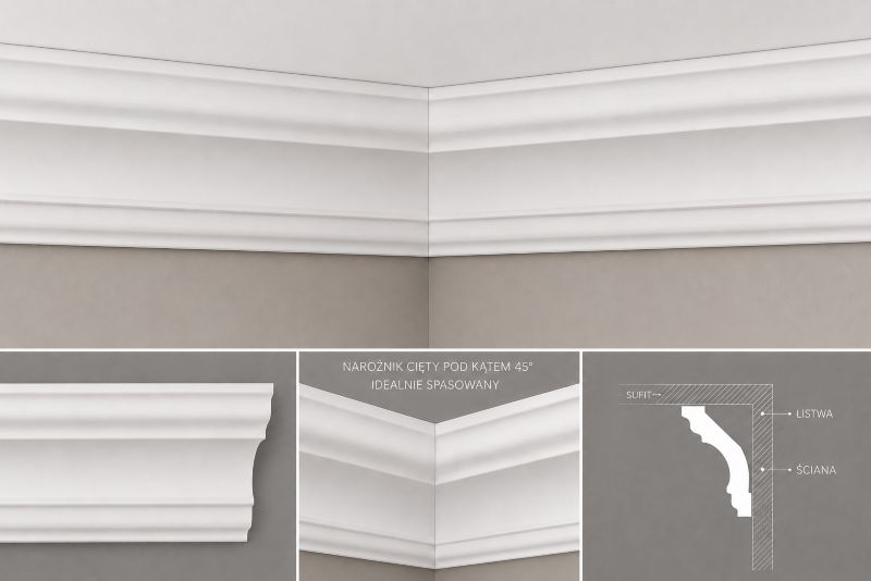 Listwa przysufitowa Lumino biała 50x50mm 2mb polistyren A50 1szt.