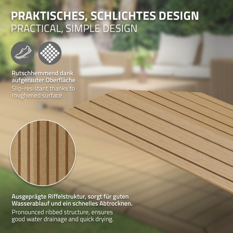 Listwa wykończeniowa ML-Design WPC 38 x 2 x 7,5 cm lewy Teak do płyt tarasowych struktura drewna ryflowany profil zestaw 1 szt
