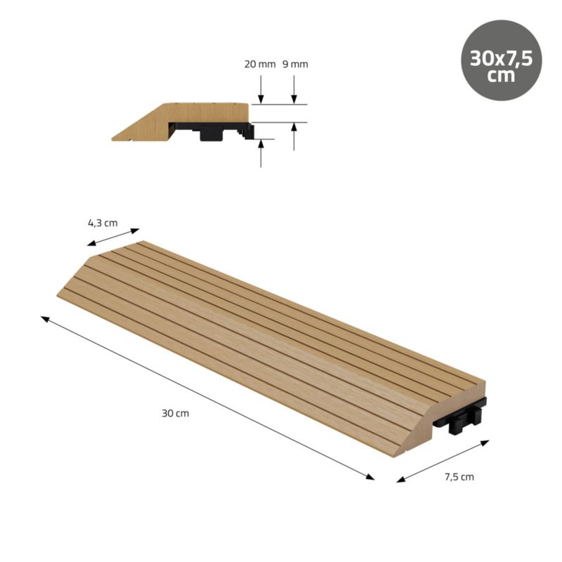 Listwa wykończeniowa ML-Design WPC 38 x 2 x 7,5 cm profil prosty Teak do płyt tarasowych struktura drewna obróbka krawędzi 1 szt