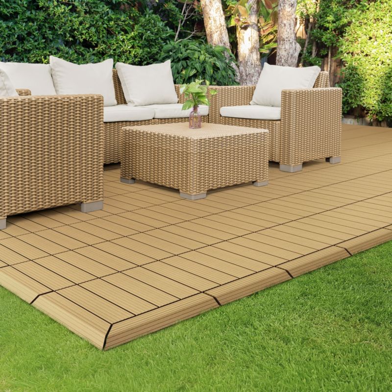 Listwa wykończeniowa ML-Design WPC 38 x 2 x 7,5 cm profil prosty Teak do płyt tarasowych struktura drewna obróbka krawędzi 1 szt