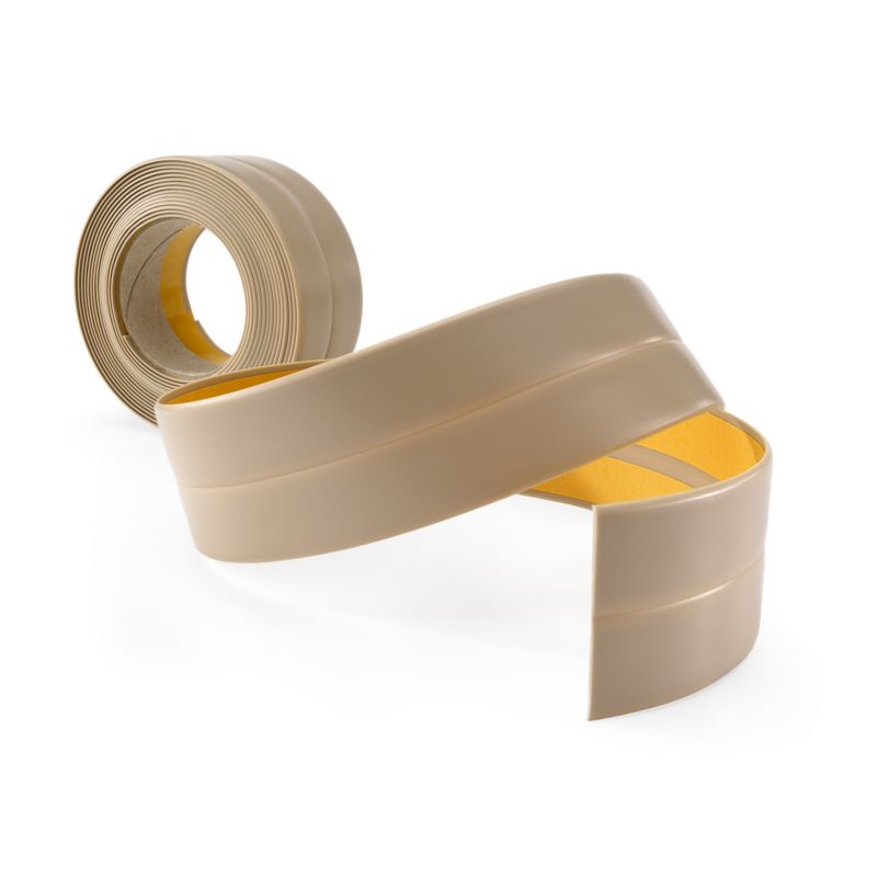 Listwa wykończeniowa PCV 15x15mm, QUEST, samoprzylepna, elastyczna, miękka taśma dekoracyjna, beż, 15m