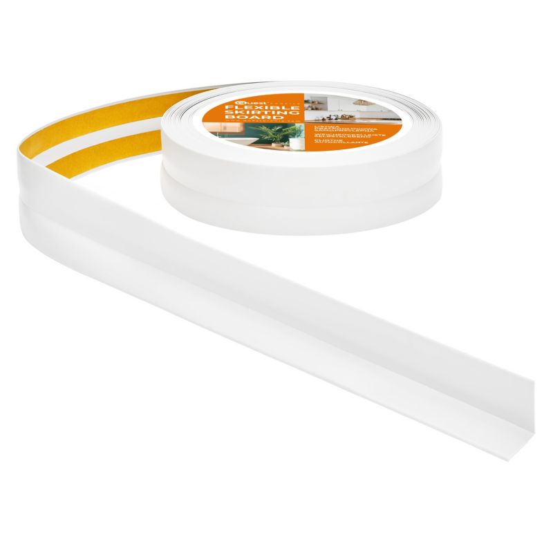 Listwa wykończeniowa PCV 18x18 mm QUEST, Samoprzylepna Elastyczna Miękka Taśma Dekoracyjna -  5 m, biały, 1 szt.