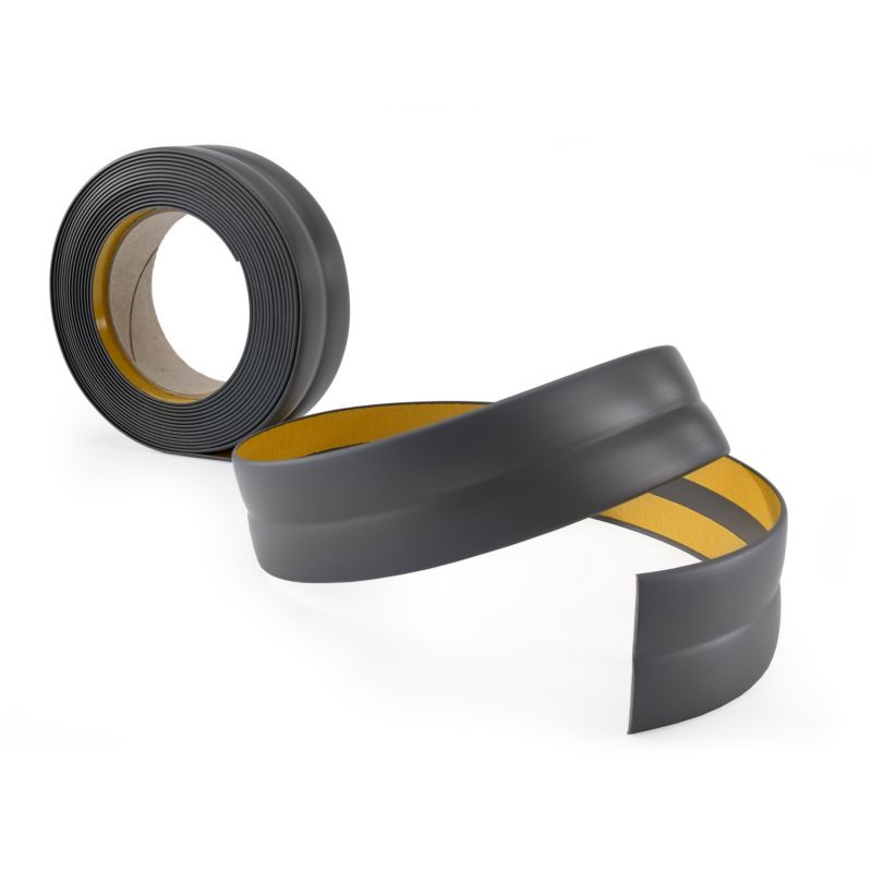 Listwa wykończeniowa PCV 18x18mm, QUEST, samoprzylepna, elastyczna, miękka taśma dekoracyjna, grafit, 10m