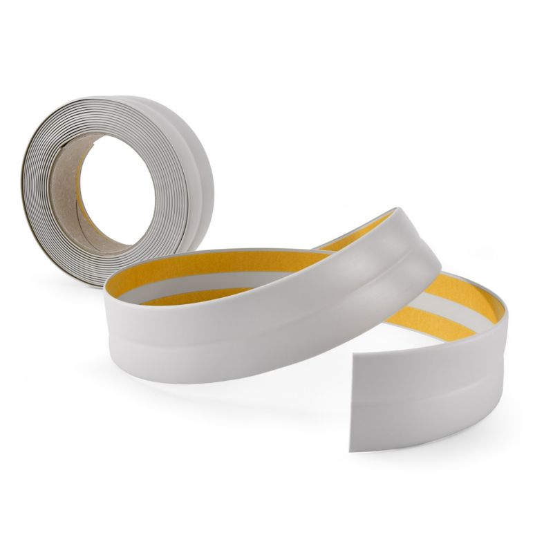 Listwa wykończeniowa PCV 18x18mm, QUEST, samoprzylepna, elastyczna, miękka taśma dekoracyjna, jasnoszary, 15m