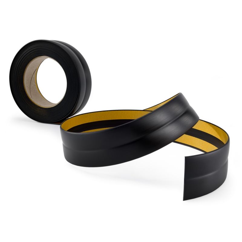 Listwa wykończeniowa PCV 25x15mm, QUEST, samoprzylepna, elastyczna, miękka taśma dekoracyjna, czarny, 25m