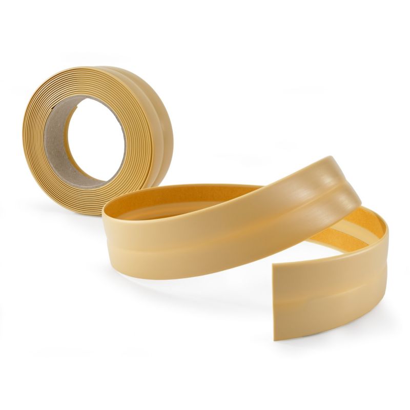 Listwa wykończeniowa PCV 25x15mm, QUEST, samoprzylepna, elastyczna, miękka taśma dekoracyjna, krem, 20m