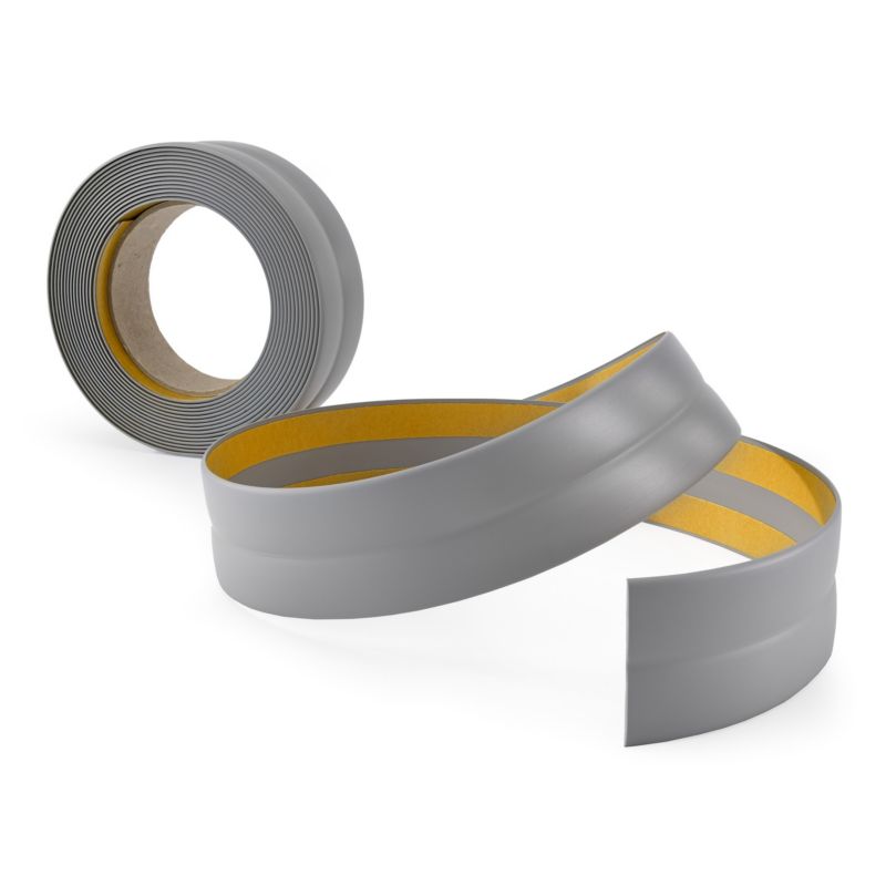 Listwa wykończeniowa PCV 30x30mm, QUEST, samoprzylepna, elastyczna, miękka taśma dekoracyjna, szary, 15m
