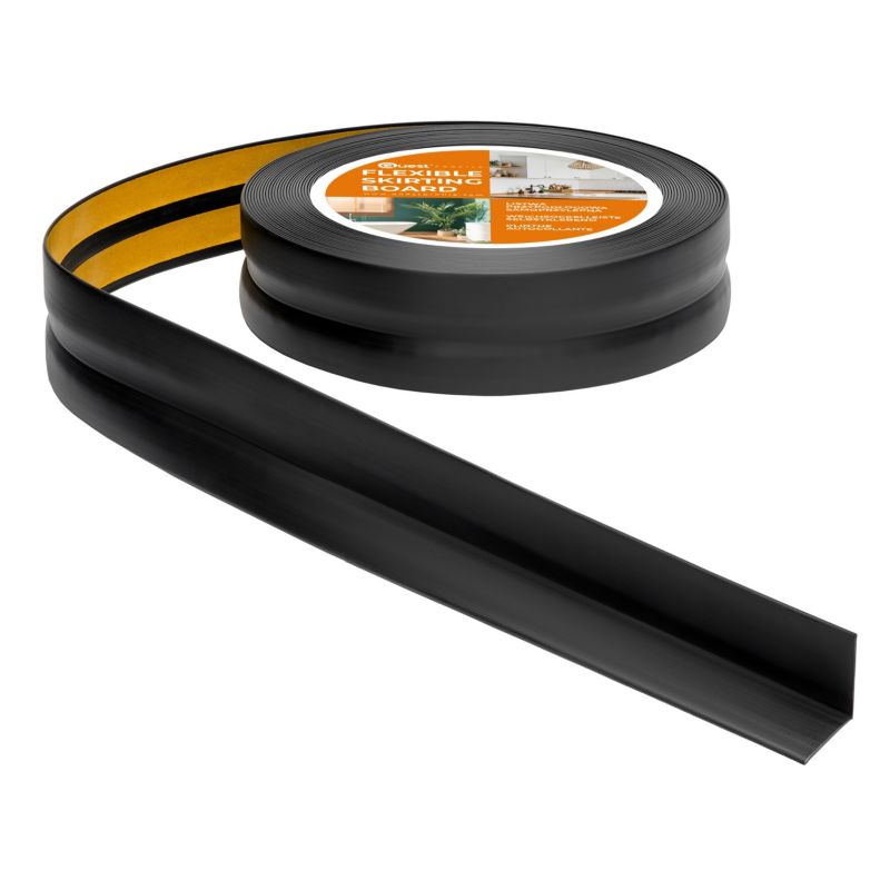 Listwa wykończeniowa samoprzylepna PCV 25x25 mm QUEST, elastyczna taśma dekoracyjna - 5 m, czarny, 1 szt.