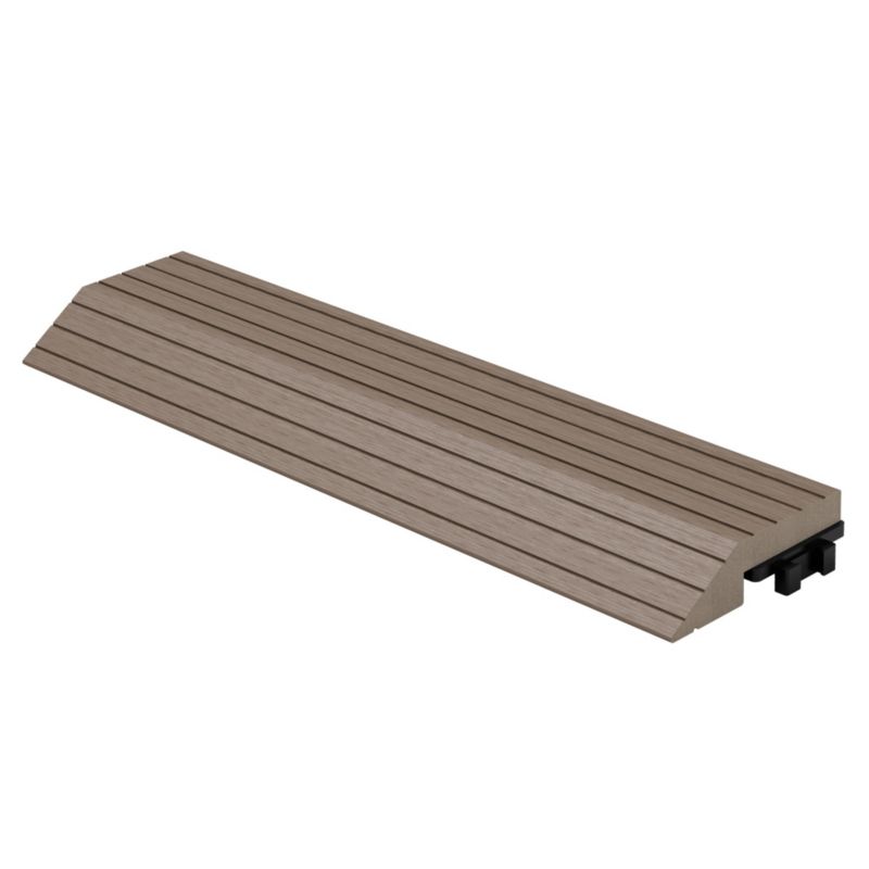 Listwa wykończeniowy ML-Design WPC 38 x 2 x 7,5 cm krawędź prosty ciemny brąz deska tarasowa ryflowany drenaż system klik 1 szt