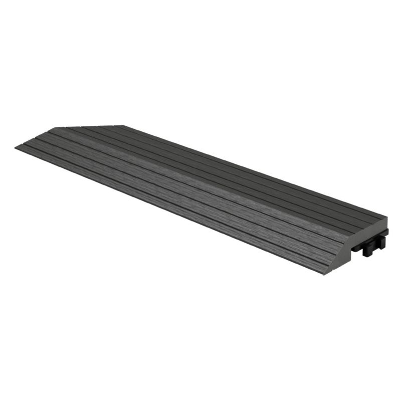 Listwa wykończeniowy ML-Design WPC 38 x 2 x 7,5 cm narożnik lewy antracyt płyta tarasowa wygląd drewna drenaż system klik 1 szt