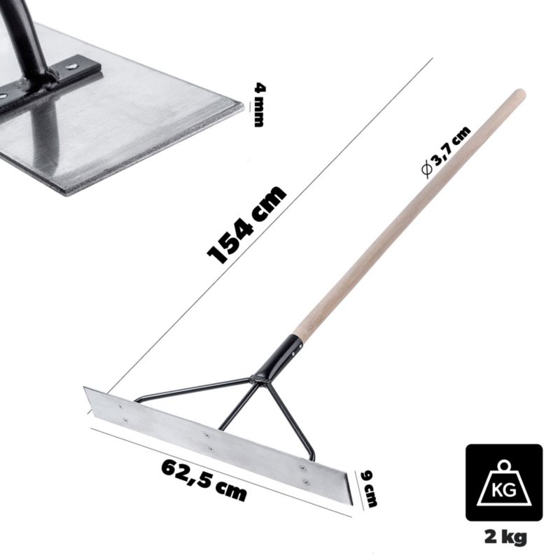 Listwa Zgarniająca KADAX Packa 625x90mm Do Betonu Wylewek Rozprowadzająca Trzonek 1szt.