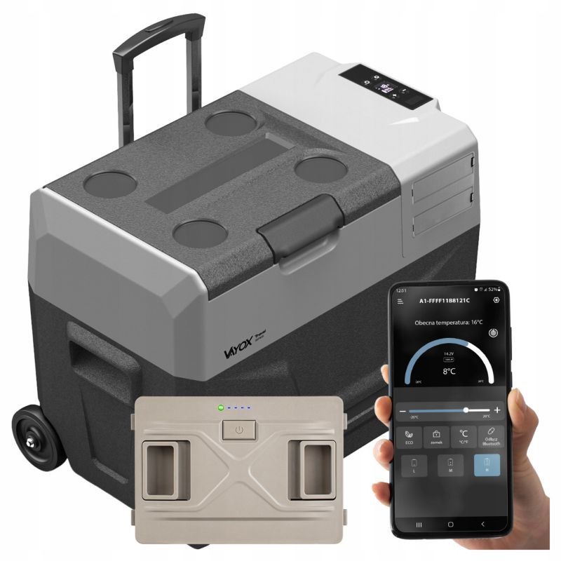 Lodówka kompresorowa turystyczna Vayox 40L USB 12/230V z zamrażarką + bateria - 1szt.