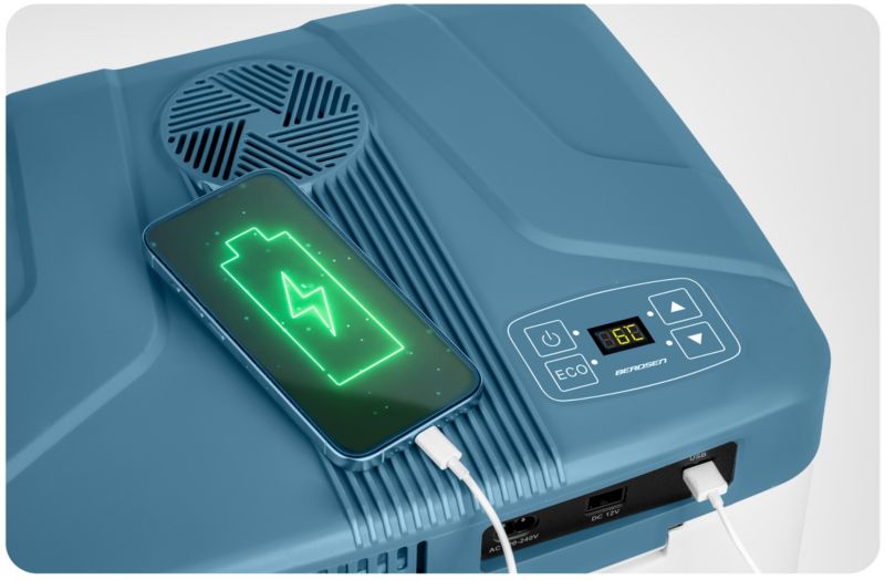 Lodówka turystyczna Berdsen samochodowa 12V/230V USB 26l niebieska 1 szt.