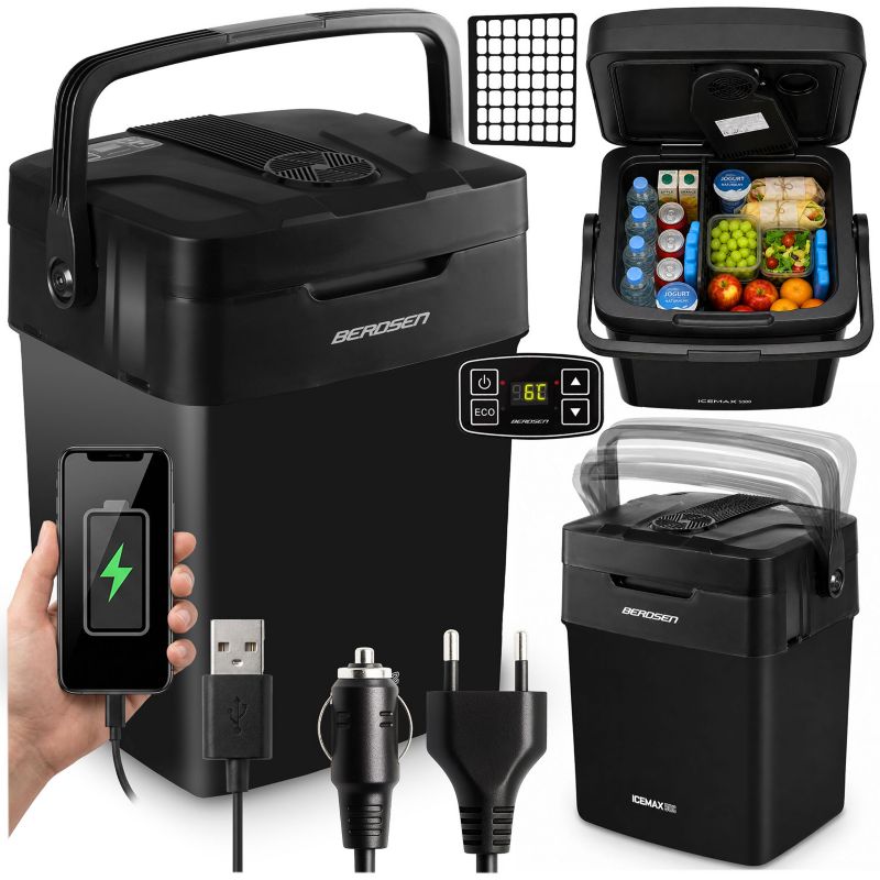 Lodówka turystyczna Berdsen samochodowa 12V/230V USB 29l funkcja grzania 1szt.