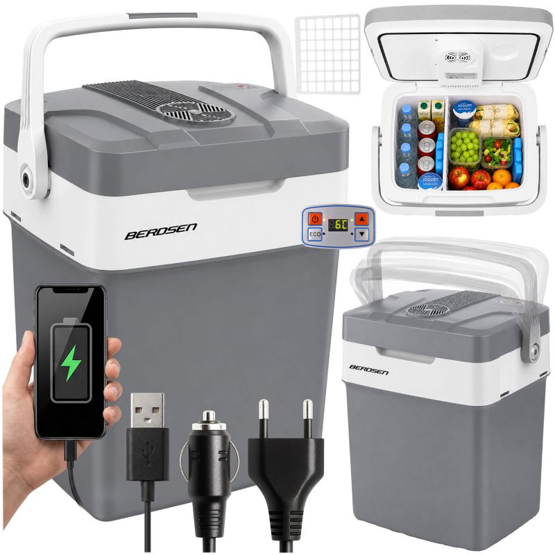 Lodówka turystyczna Berdsen samochodowa 12V/230V USB 29l funkcja grzania 1szt.