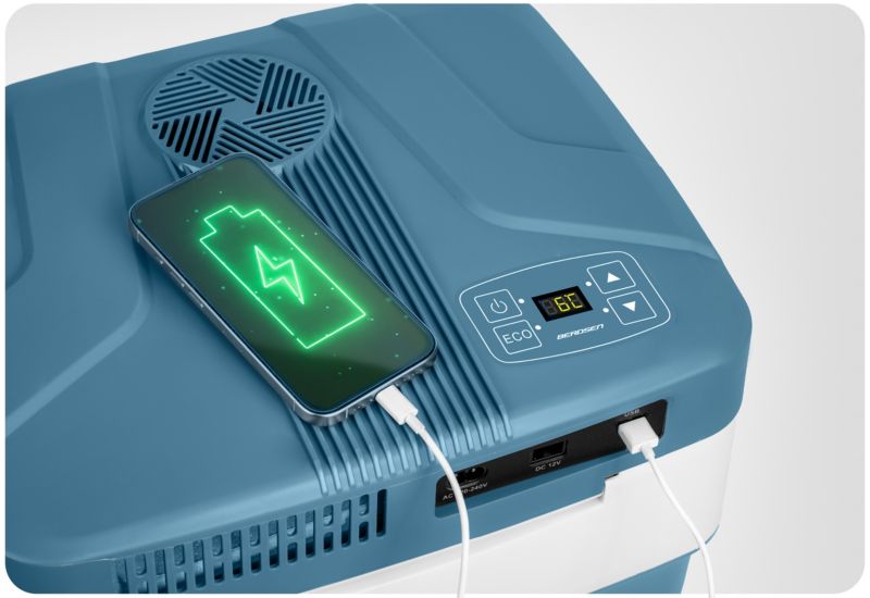 Lodówka turystyczna Berdsen samochodowa 12V/230V USB 29l niebieska 1 szt.
