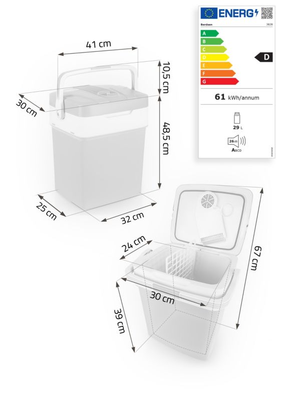 Lodówka turystyczna Berdsen samochodowa 12V/230V USB 29l niebieska 1 szt.