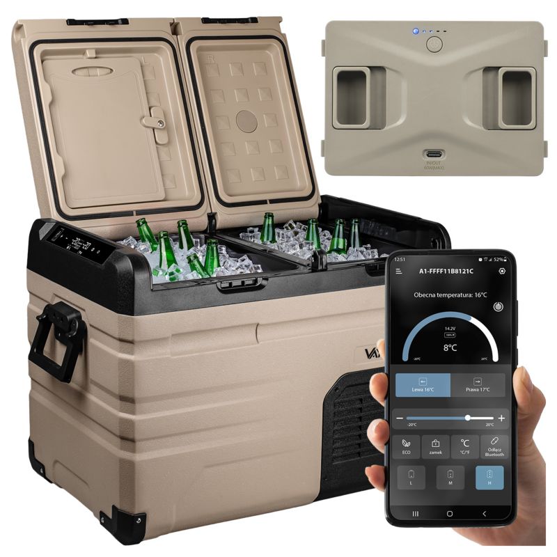Lodówka turystyczna Vayox VA-E39 kompresorowa samochodowa 12V/24V/230V 39L + akumulator 1 szt.