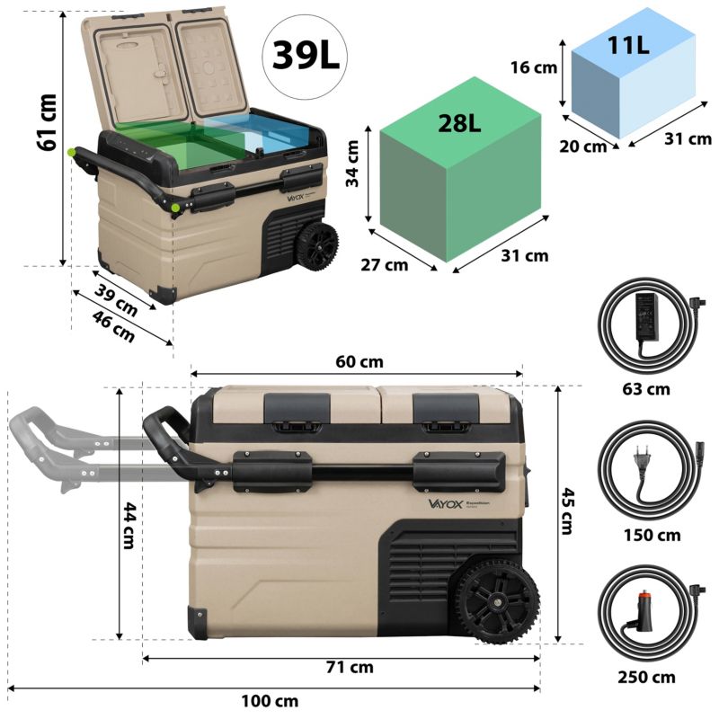 Lodówka turystyczna Vayox VA-EW39 kompresorowa samochodowa 12V/24V/230V 39L 1 szt.