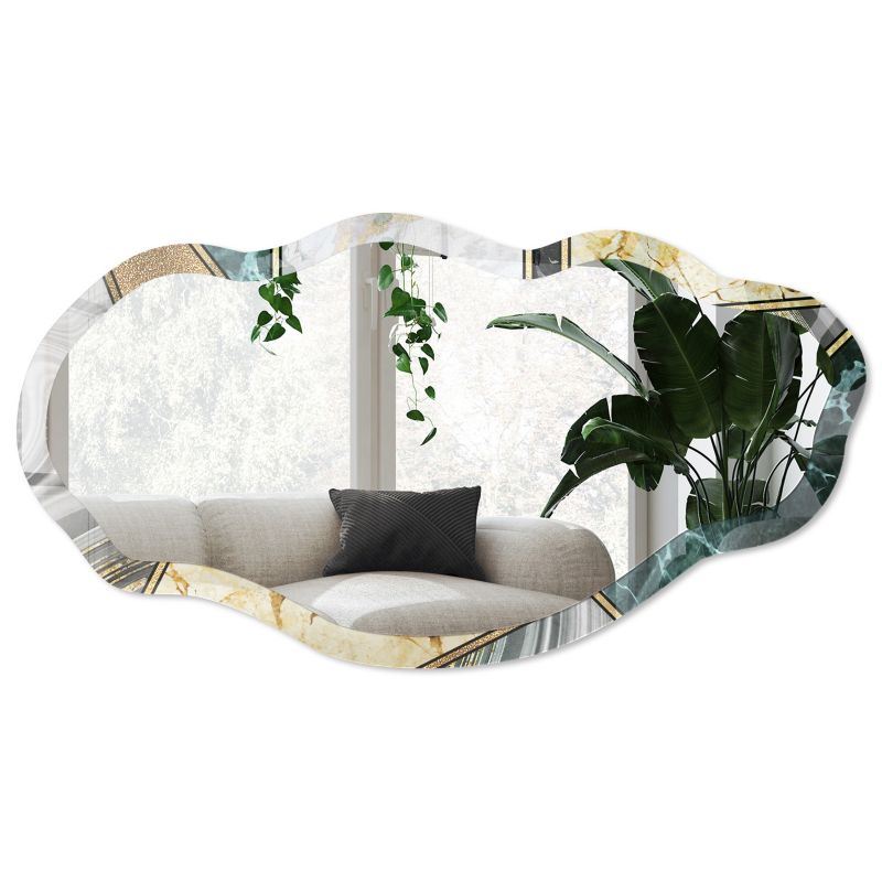 Lustro asymetryczne w szklanej ramie Wallfluent 52x97 cm Geometryczna mozaika Do garderoby Styl loftowy 1 szt.