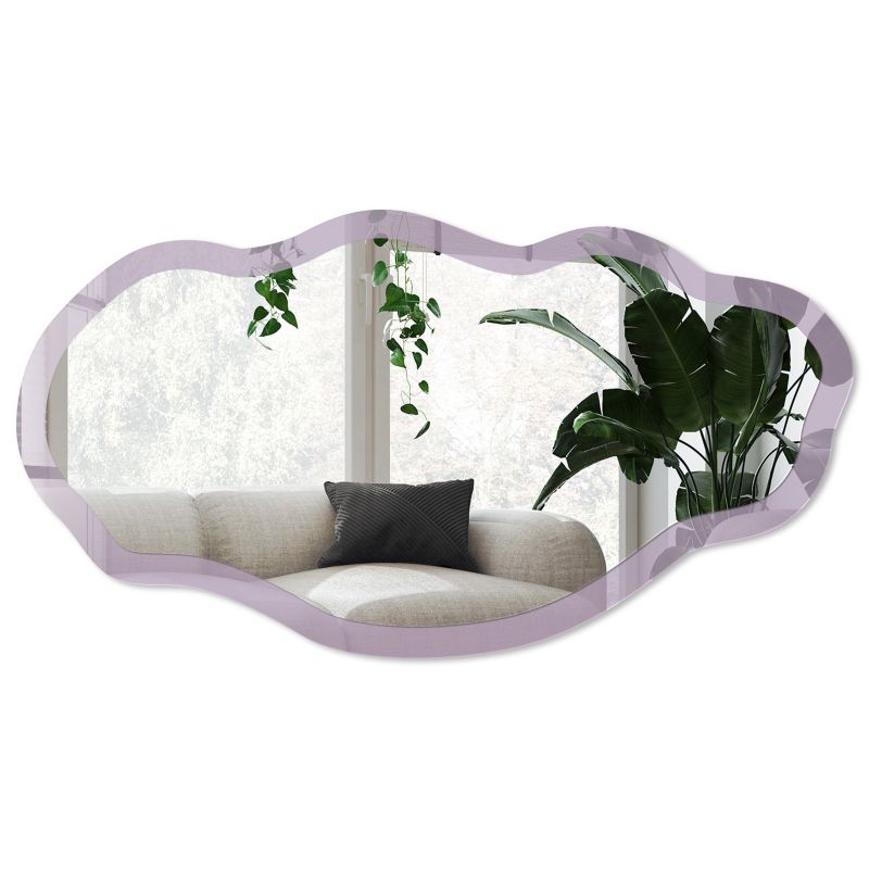 Lustro asymetryczne w szklanej ramie Wallfluent 52x97 cm Liliowy fiolet Do garderoby Styl loftowy 1 szt.