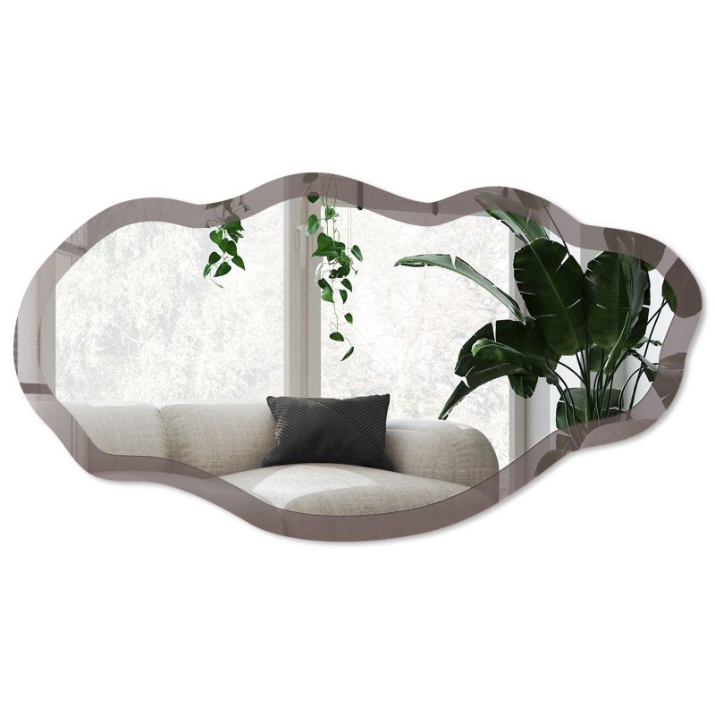 Lustro asymetryczne w szklanej ramie Wallfluent 52x97 cm Wyblakły brąz Do garderoby Styl loftowy 1 szt.