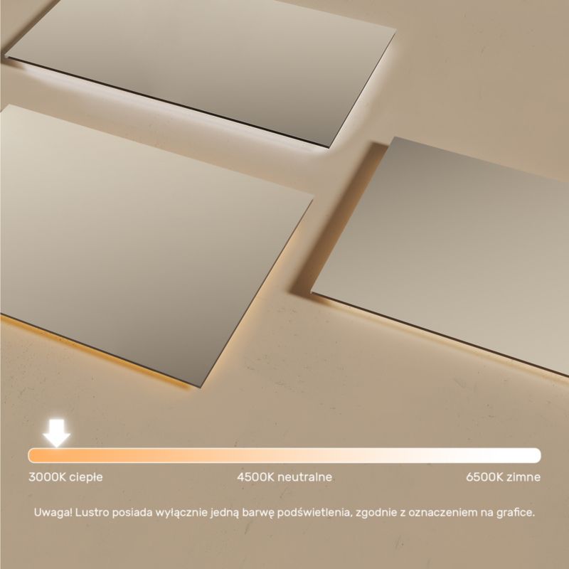 Lustro łazienkowe LED Artforma prostokątne, 120x70 Poziome Barwa Ciepła 1 szt.