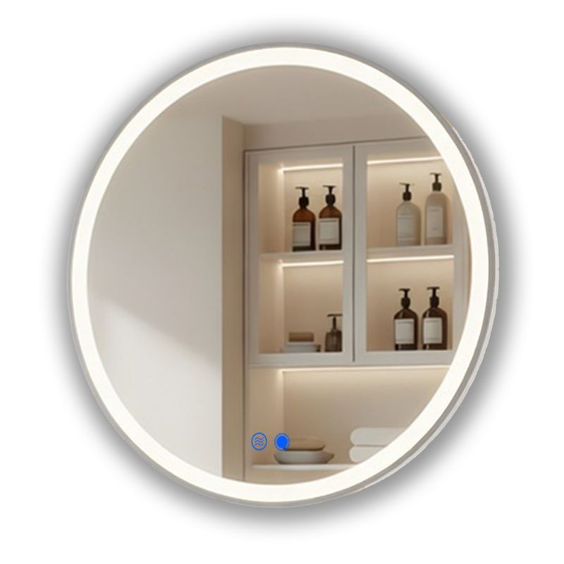 Lustro łazienkowe LED okrągłe 80 cm ARTFORMA podświetlane, antypara, dotykowe, srebrne szczotkowane