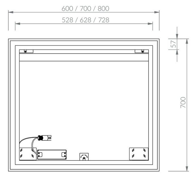 Lustro łazienkowe Ravak OBLONG 800x700 z oświetleniem 1 szt