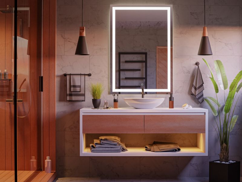 Lustro Łazienkowe stylowelustro prostokątne 50CMx70CM z LED 1szt.